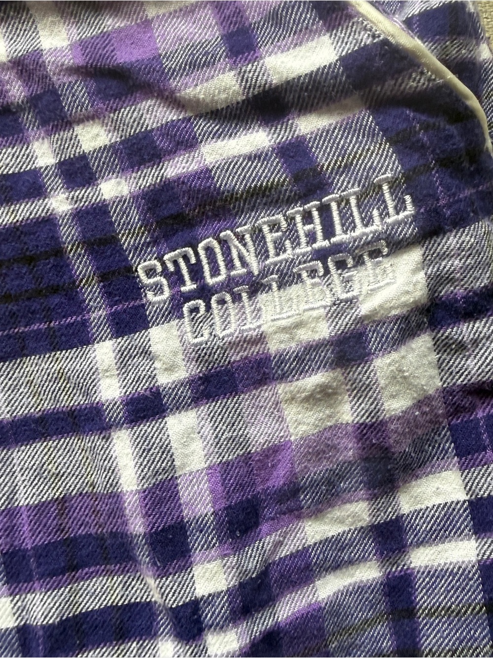 Stonehill College Women’s Purple Plaid Lounge Pants - Picture 2 of 4